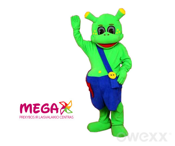 PLC MEGA reklaminis drabužis - žaliasis ufonautas - dažnas svečias viename iš didžiausių Kauno prekybos centrų - Mega